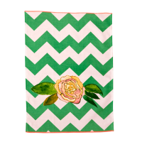 Cotton Tea Towel Green & White Zig Zag Print By Rice DK